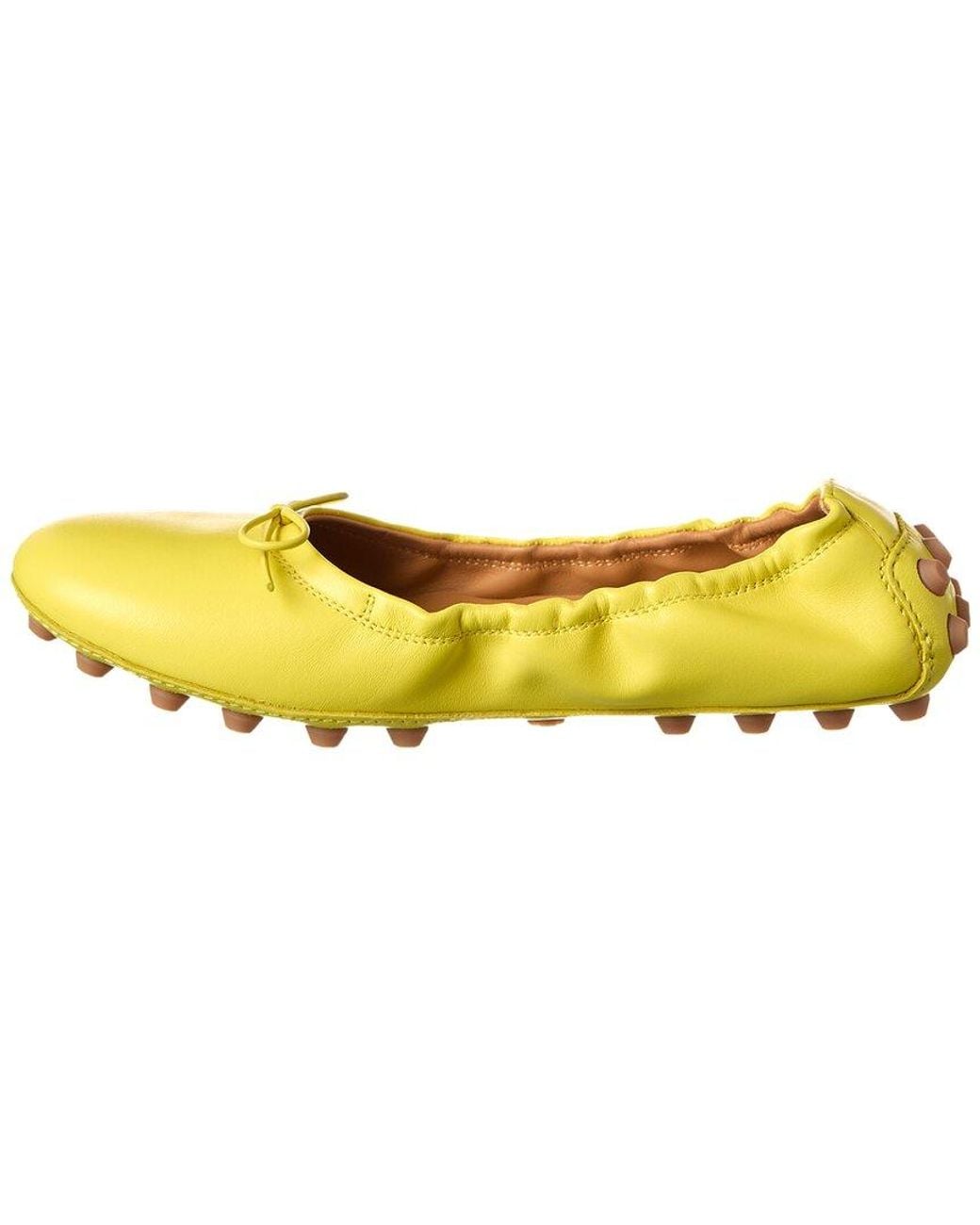 Tod's Yellow Bubble Leather Ballerina Flat