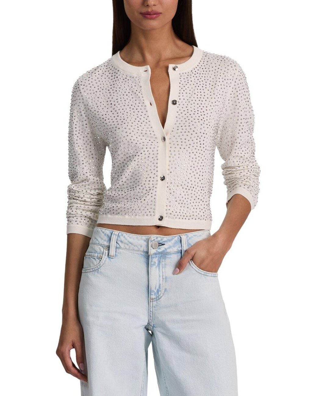 Alice + Olivia Gray Carson Embellished Cardigan