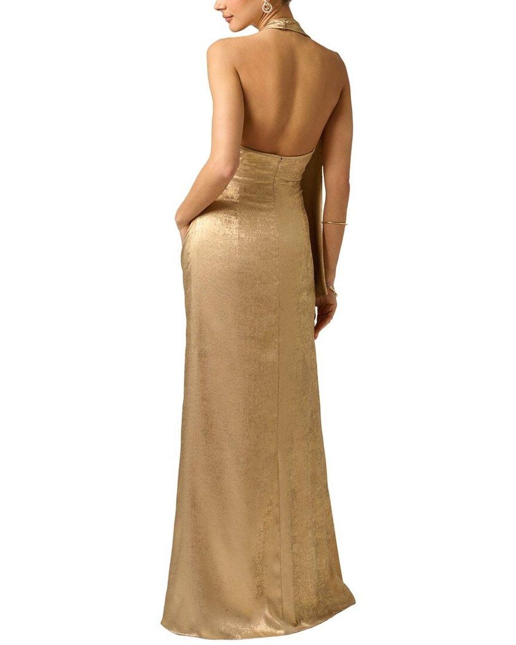 Adrianna Papell Natural Foiled Chiffon Long Dress