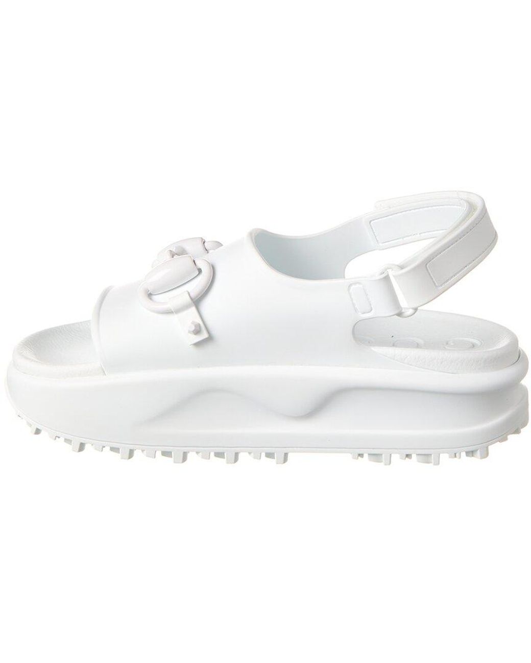 Gucci White Horsebit Rubber Sandal