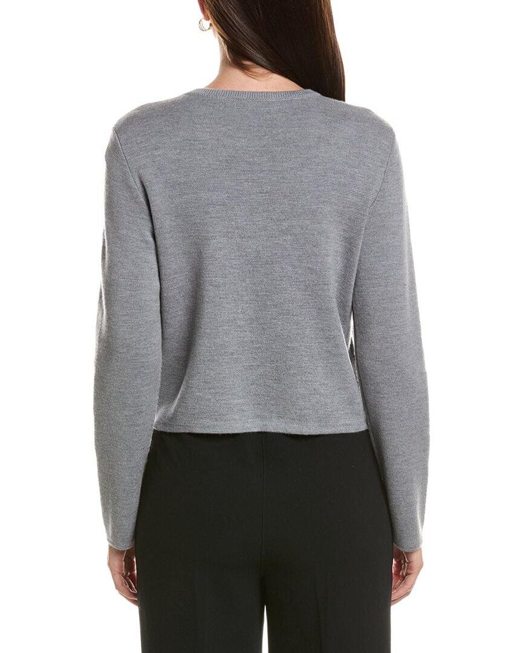 Bruno Magli Gray Cropped Crewneck Wool Jacket