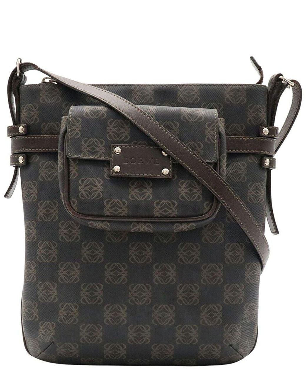 Loewe Black Coated/Waterproof Canvas Repeat Anagram Crossbody (Authentic Pre-Loved)
