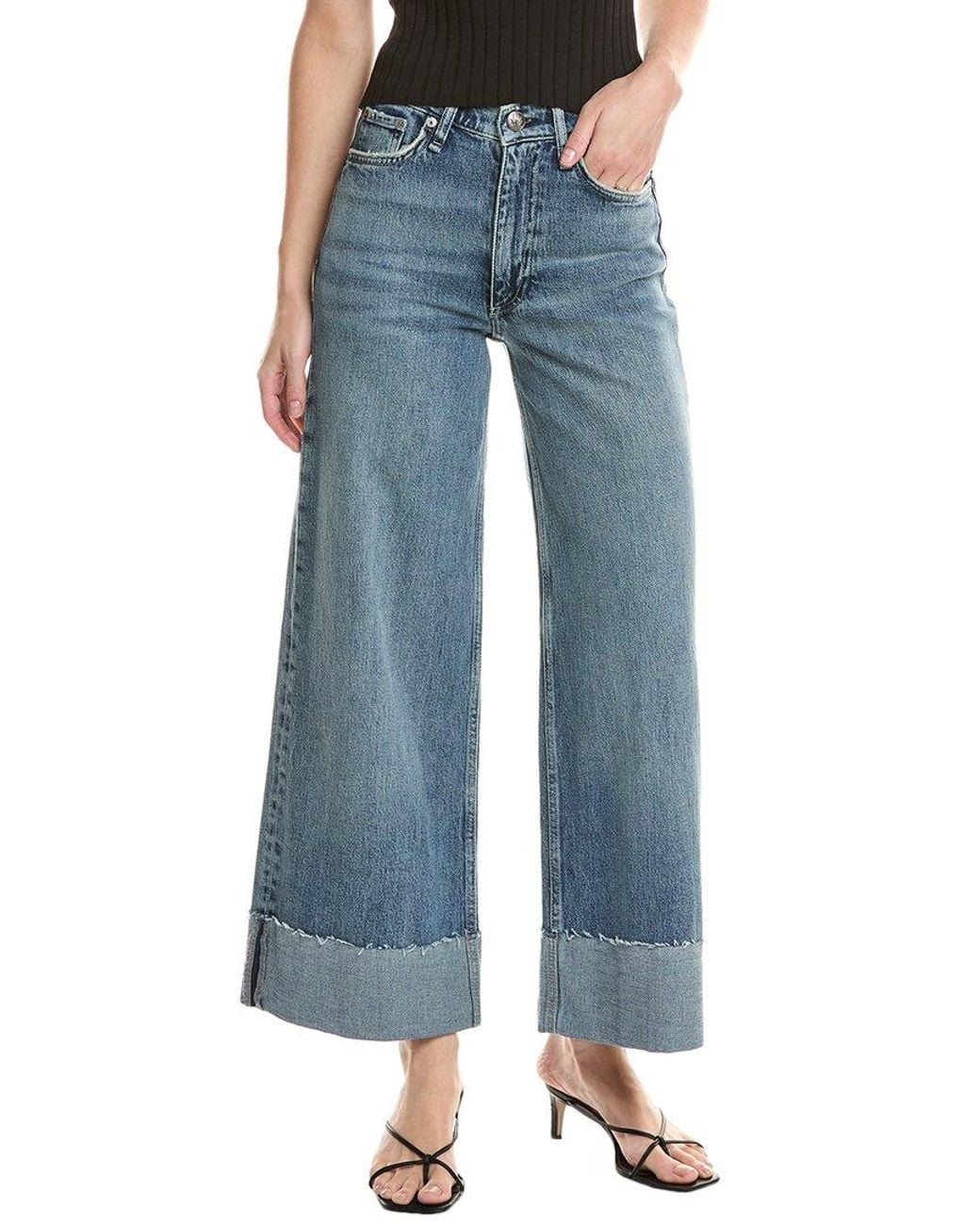 Rag & Bone Blue Andi High-Rise Ankle Wide Leg Atlantic Jean