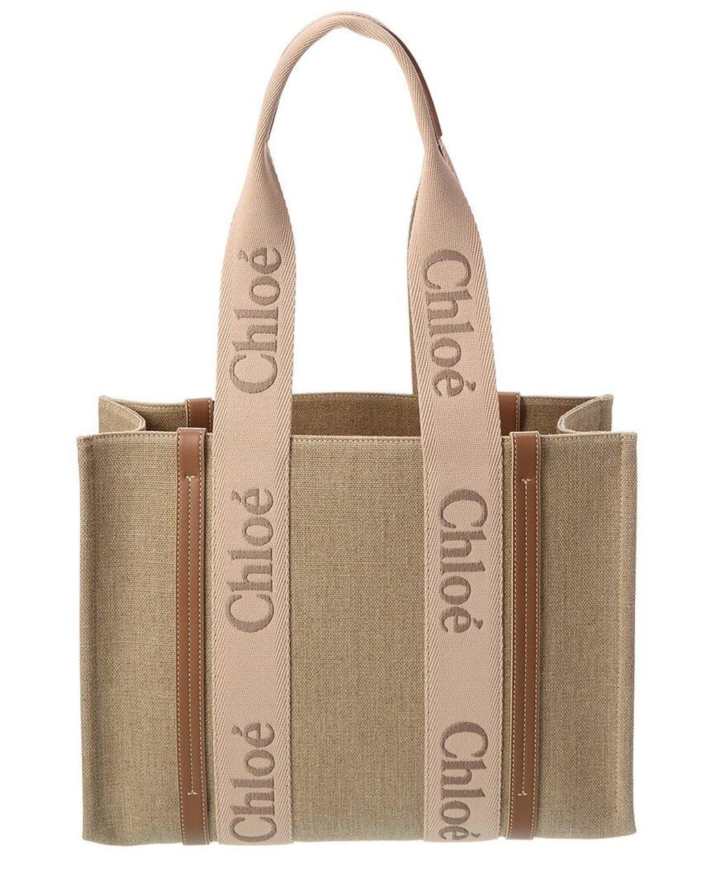 Chloé Natural Woody Medium Canvas Tote