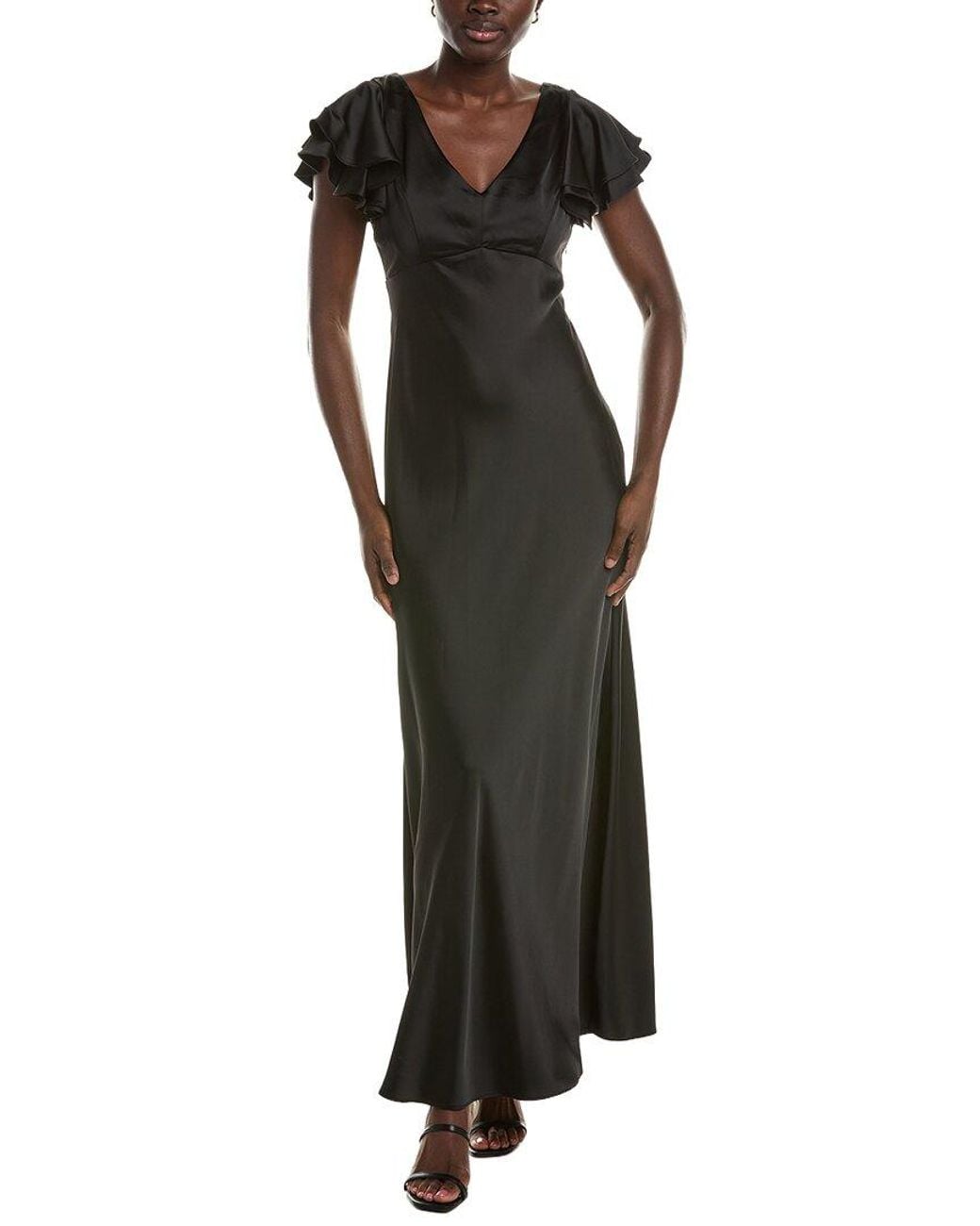 Maison Tara Black Short Sleeve Maxi Dress