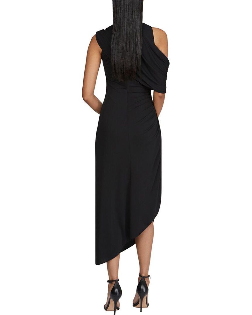 Halston Heritage Black Gabrielle Midi Dress
