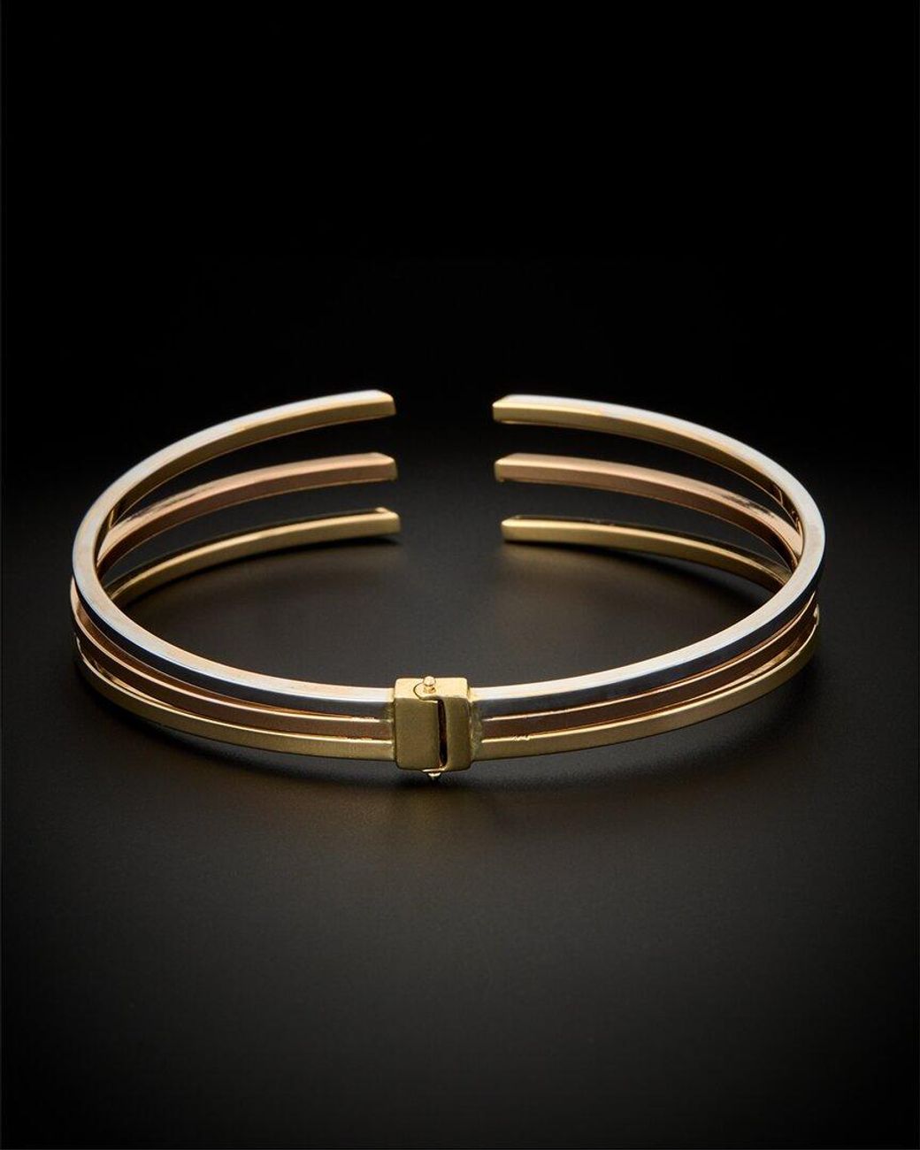 Italian Gold Black 14k Italian Tri-tone Gold Hinge Cuff Bracelet