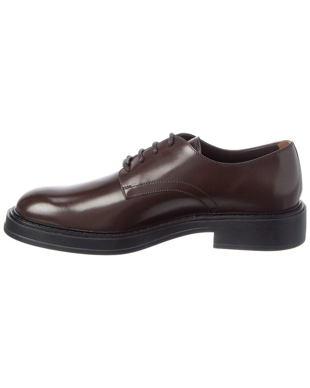 Tod's Brown Logo Lace Up Leather Loafer for men