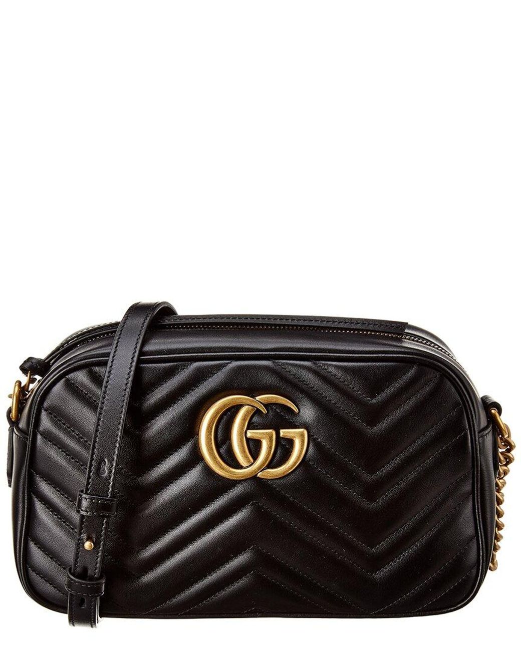 Gucci Mini gg Marmont 2.0 Leather Camera Bag in Black