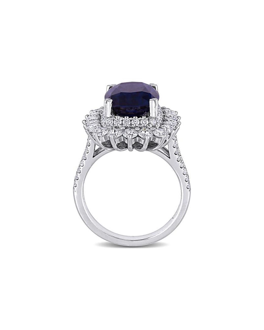 Diamond Select Cuts Blue 14k 7.91 Ct. Tw. Diamond & Purple Spinel Cocktail Ring