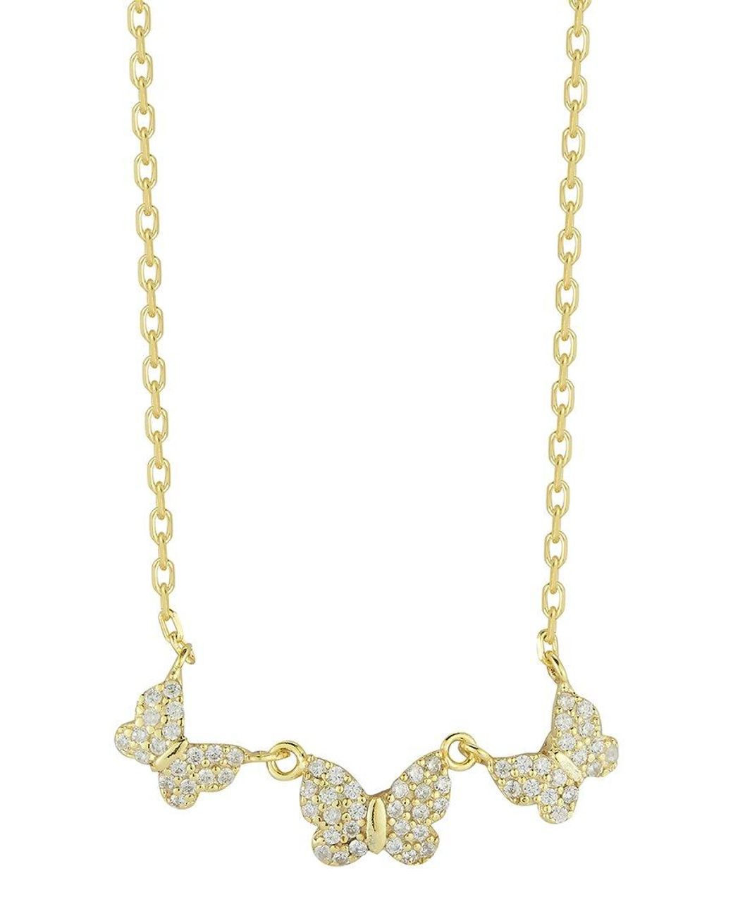 Sphera Milano Metallic 14k Over Silver Cz Triple Butterfly Necklace