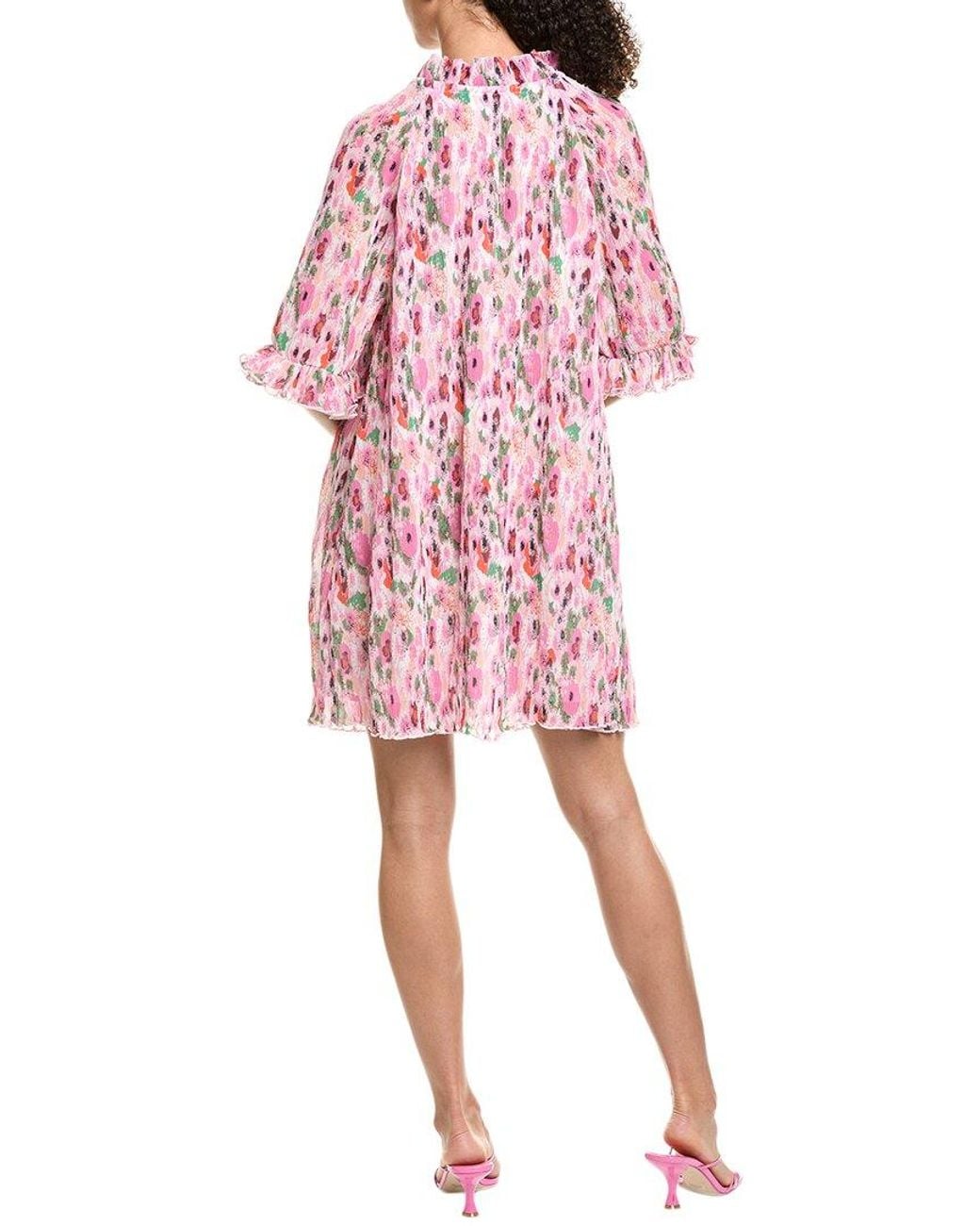 pleated georgette ruffle mini dress GANNI Pleated Georgette Ruffle Mini Dress