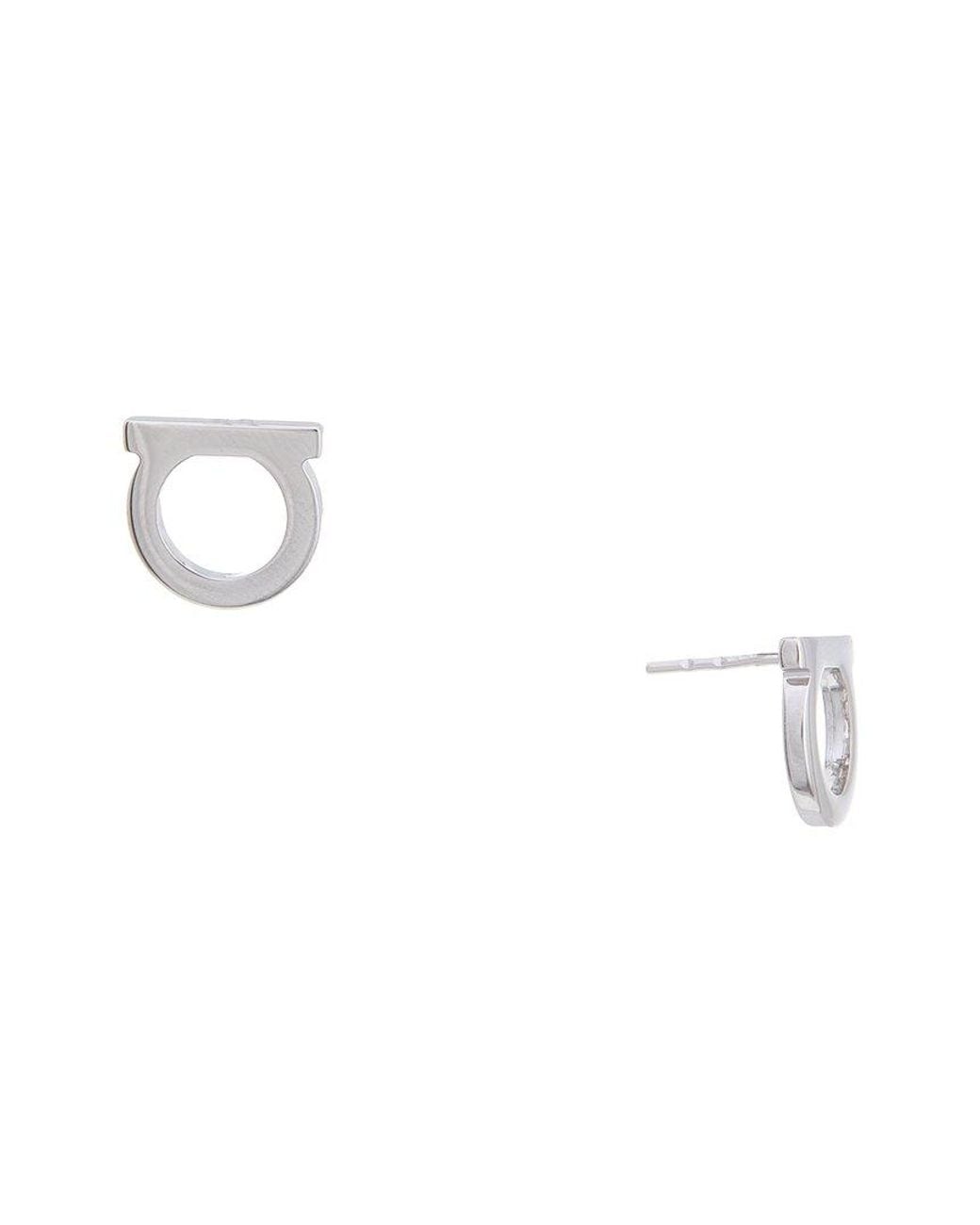 Ferragamo White Gancini Brass Earrings