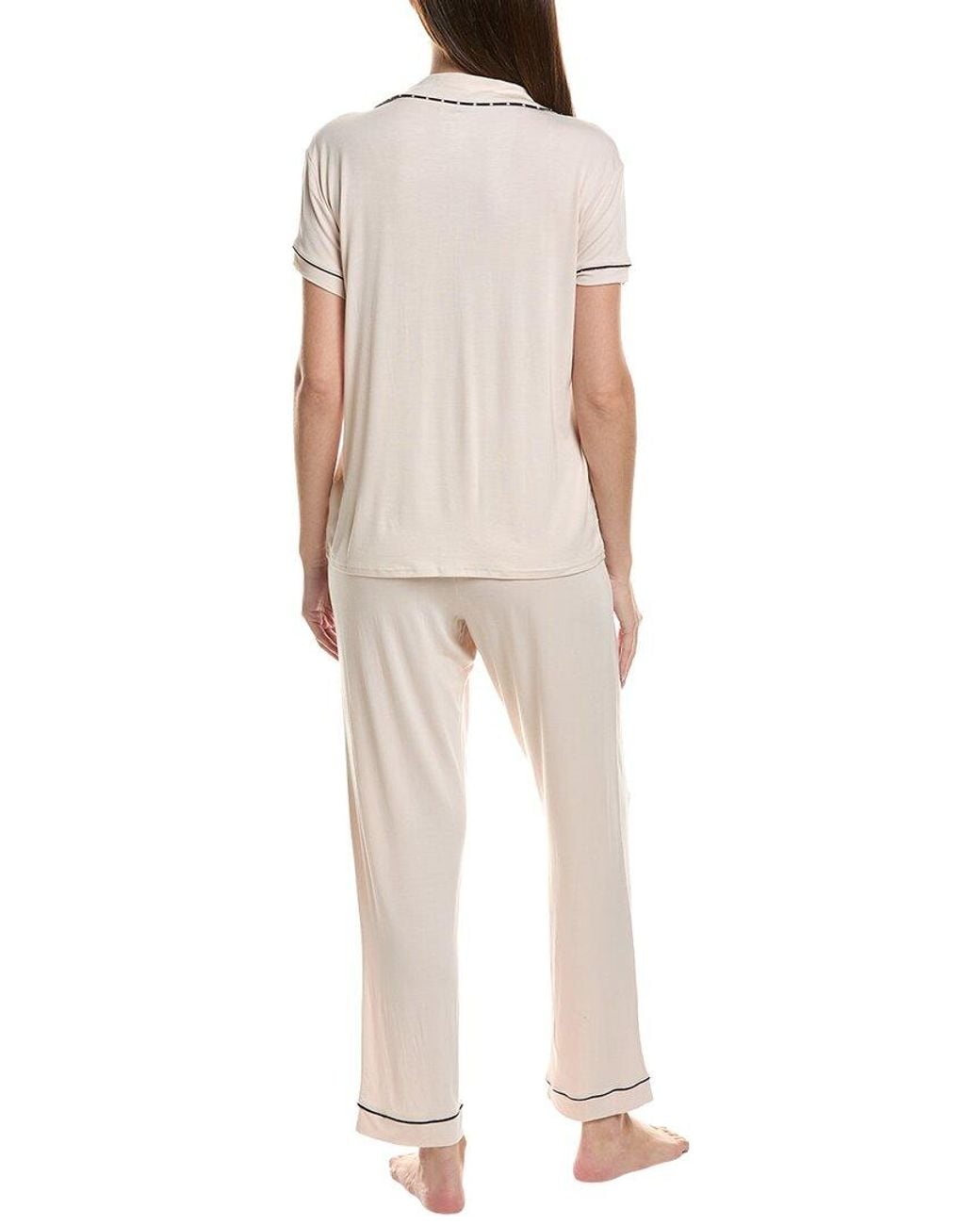 THREAD & STITCH Natural 2Pc Notch Collar Top & Pant Pj Set