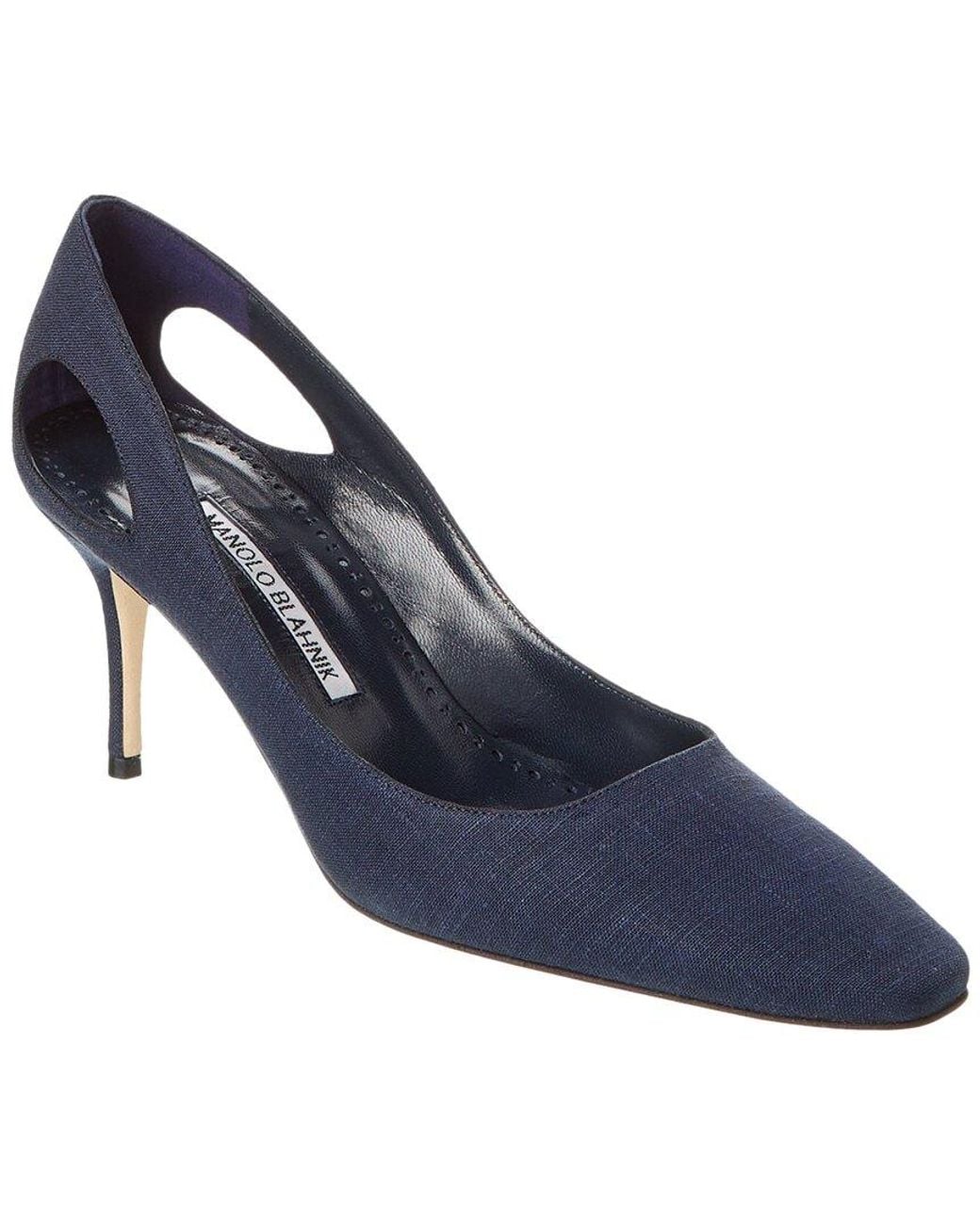 Manolo Blahnik Blue Toplaca 70 Linen Pump