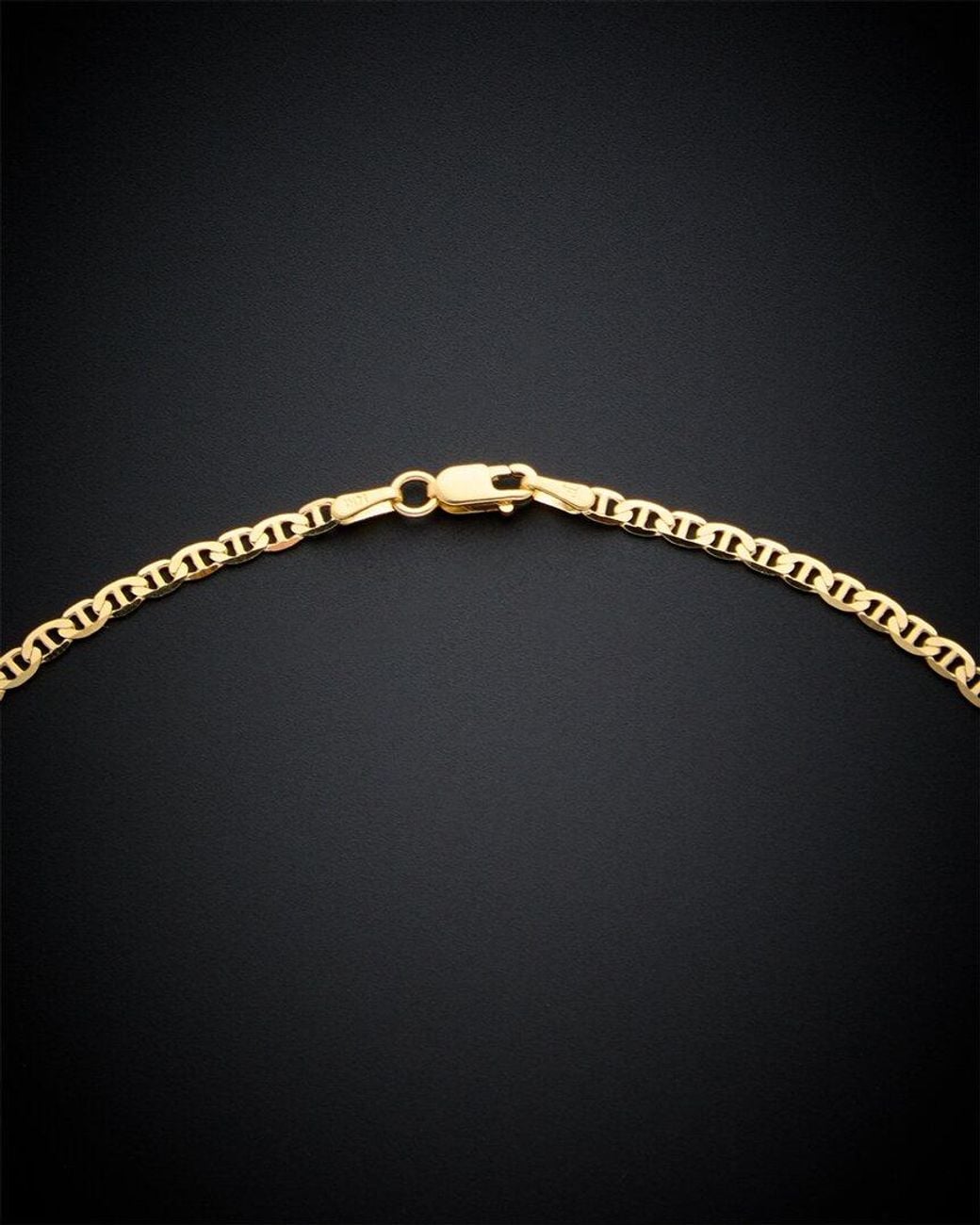 Italian Gold Black 14k Mariner Link Necklace