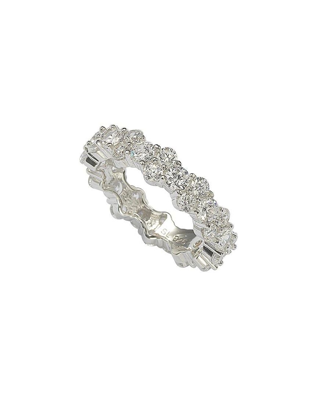 Suzy Levian CZ Jewelry Metallic Suzy Levian Silver Cz Eternity Ring