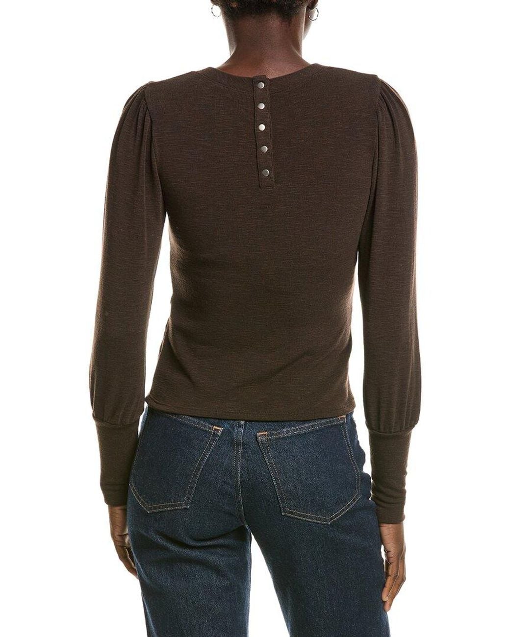 Michael Stars Black Fonda Puff Sleeve Top