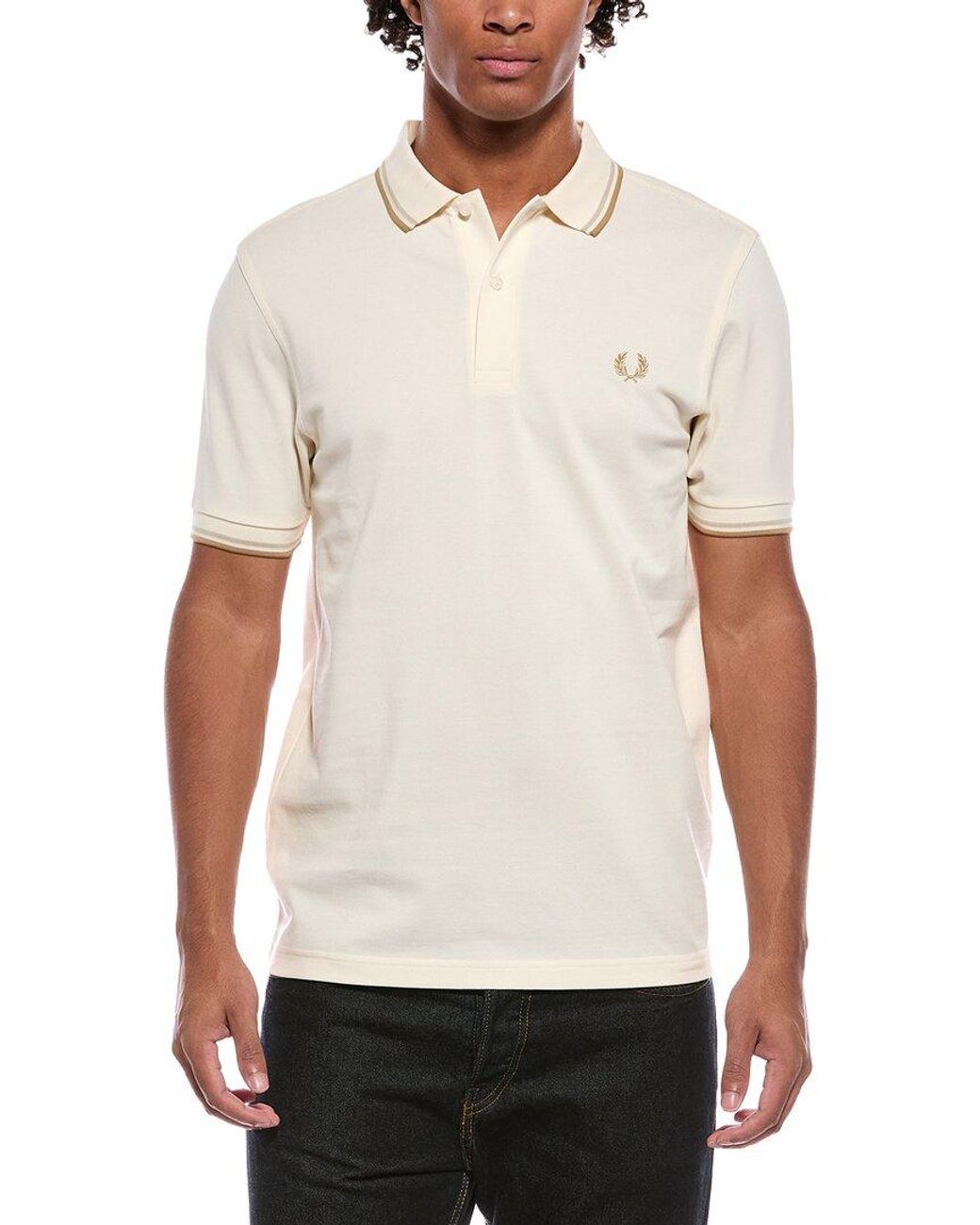 Fred Perry White Woven Polo for men