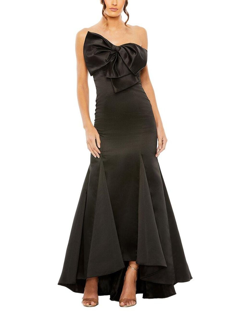 Mac Duggal Black Statement Bow Strapless Mermaid Gown
