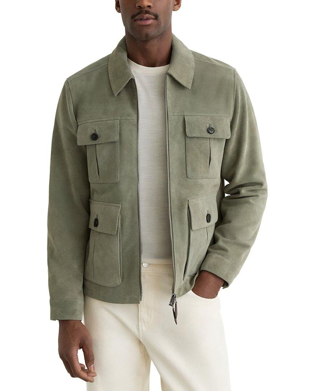 Reiss Green Daventry Suede Jacket for men