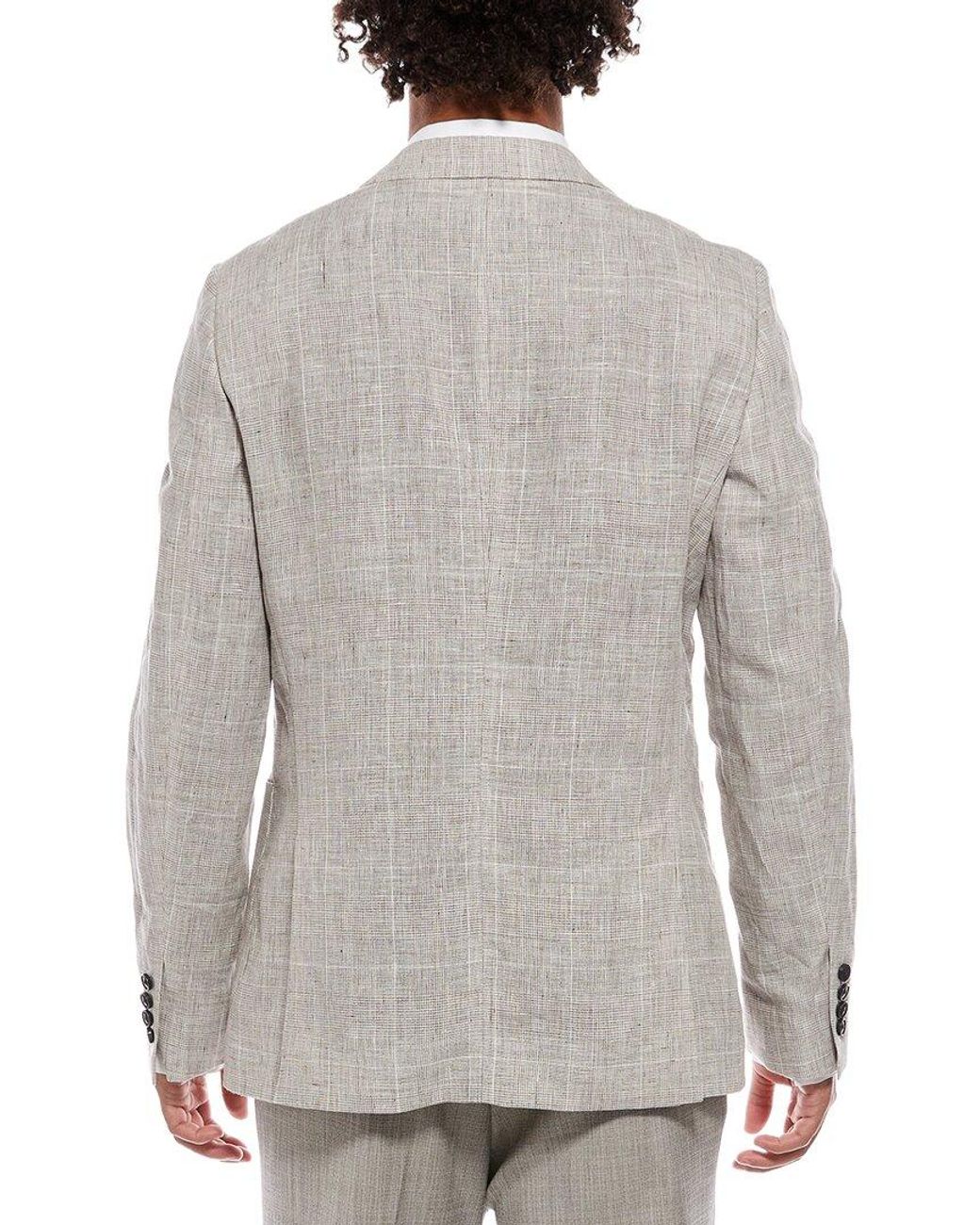 Reiss Gray Ashton Notch Linen Formal Jacket for men
