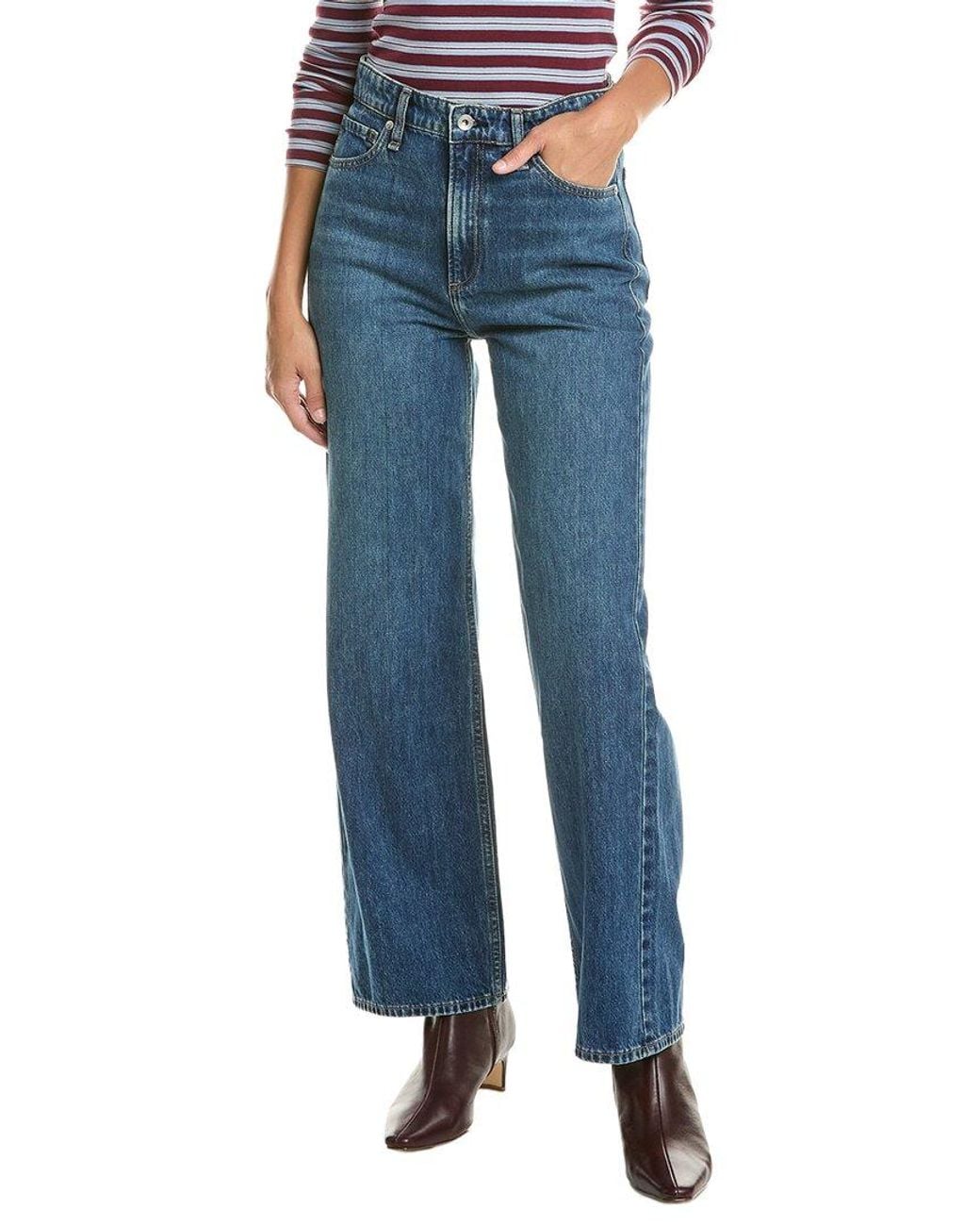 Rag & Bone Blue Lori High-Rise Full Length Wide Leg Pant