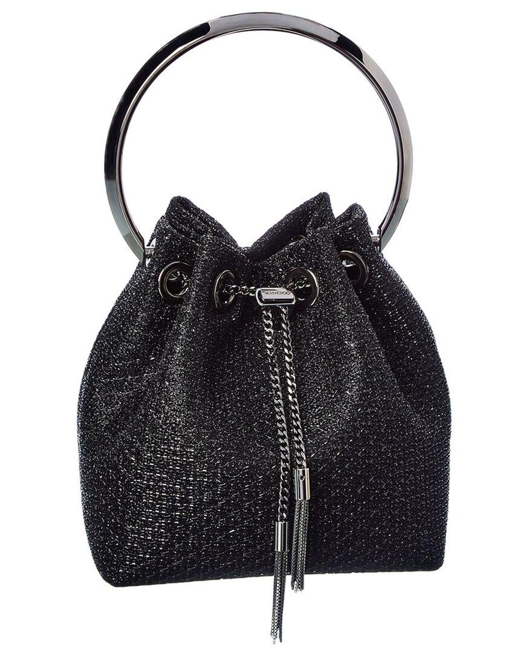 Jimmy Choo Bon Bon Sparkle Bucket Bag in Black | Lyst UK