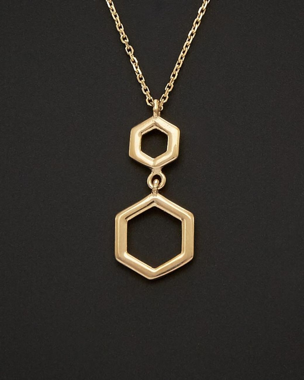Italian Gold Black 14k Geometric Pendant Necklace