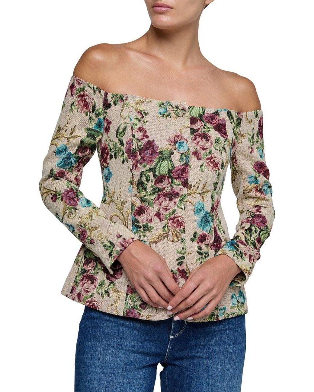 L'Agence Gray Alice Off Shoulder Blazer