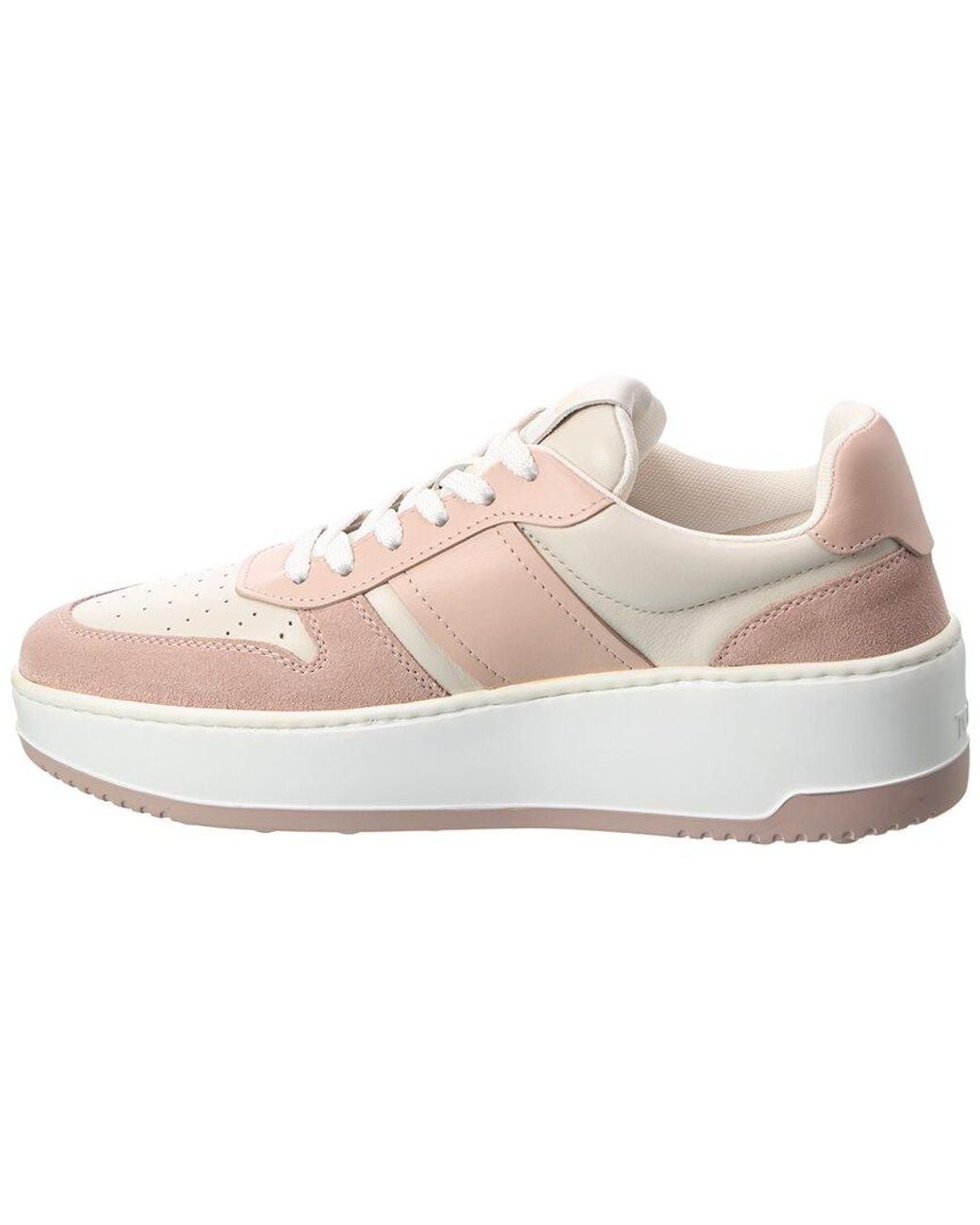 Tod's Pink Leather & Suede Platform Sneaker
