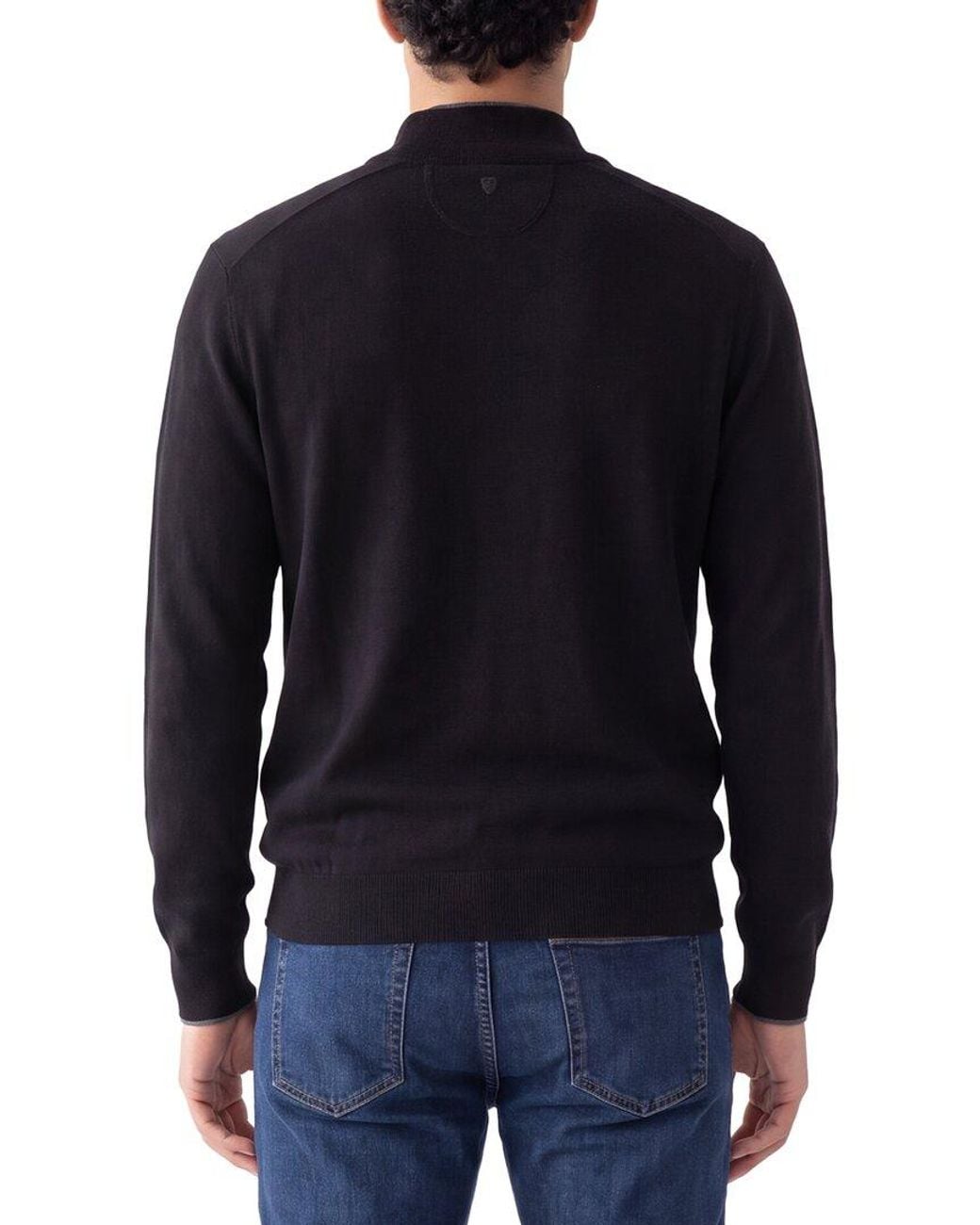 Raffi Black English Rib Wool-Blend 1/4-Zip Sweater for men