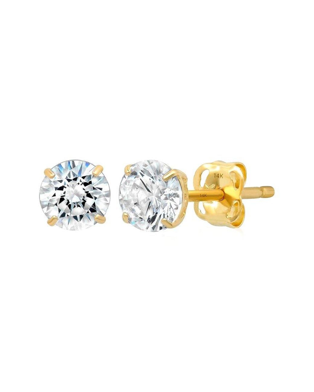 MaxColor Metallic 14K Cz Stud Earrings