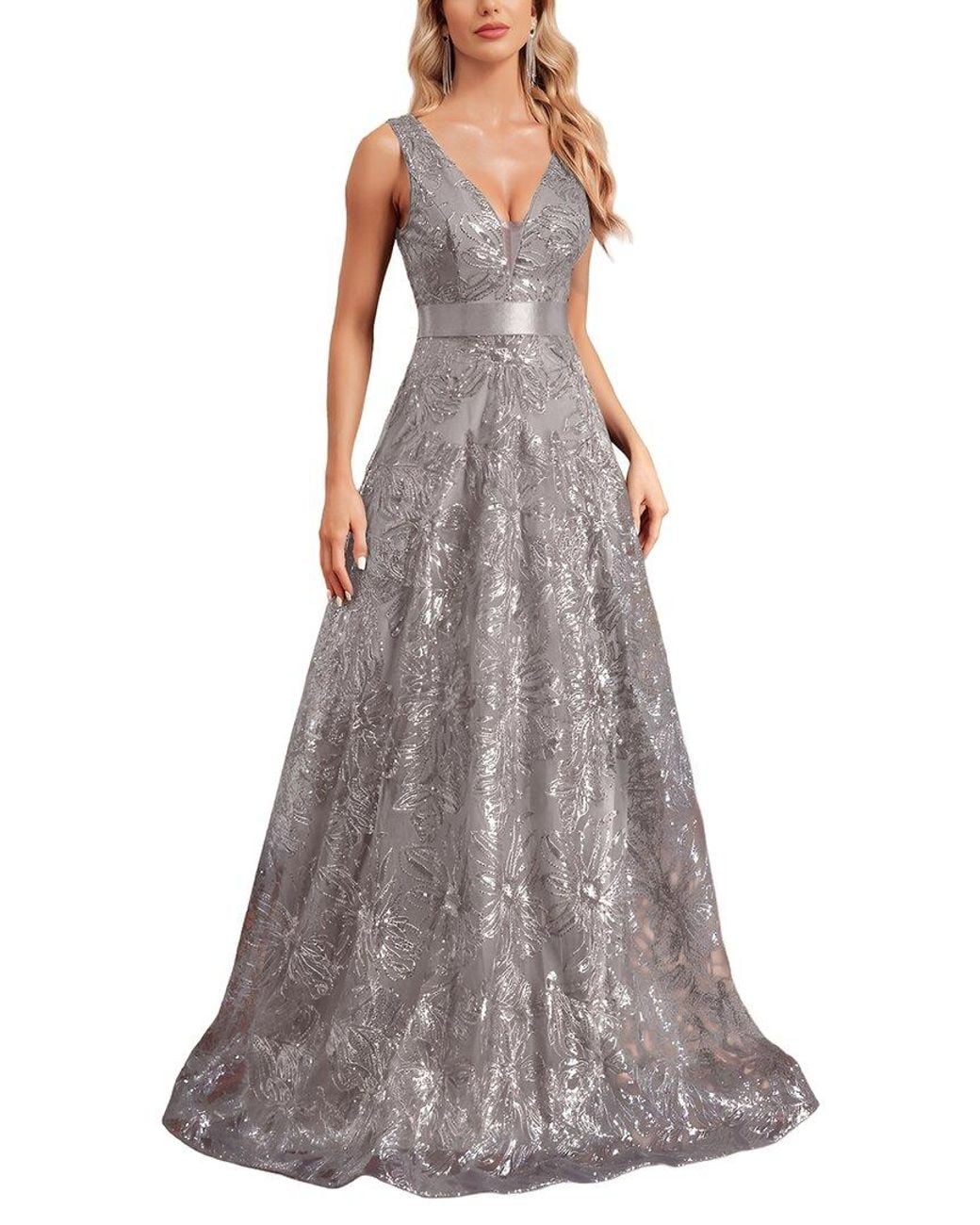 Vincent Purple Embroidered Maxi Dress