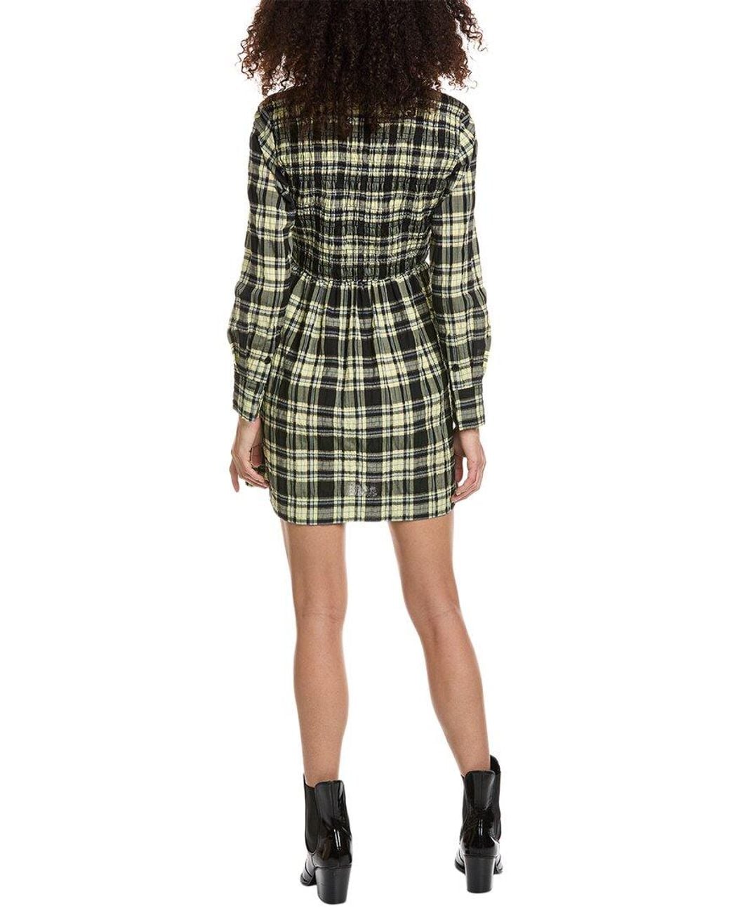 Ganni Green Seersucker Shirtdress