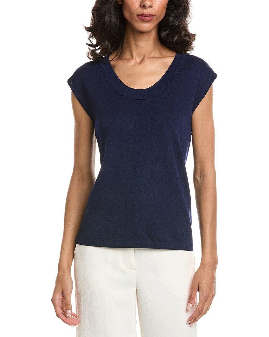 Anne Klein Blue Ribbed Tank Top