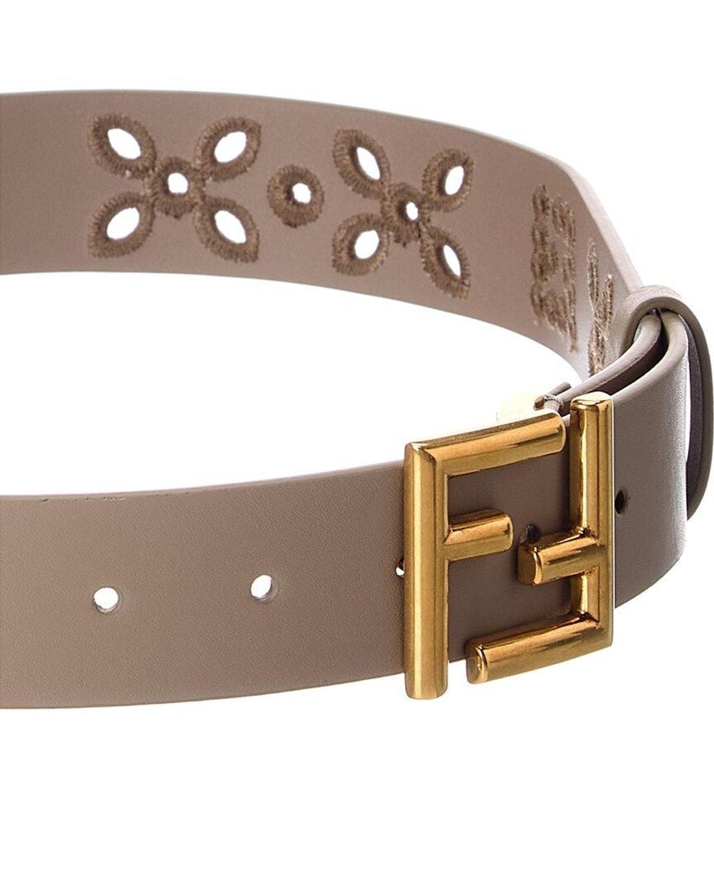 Fendi White Ff Leather Belt