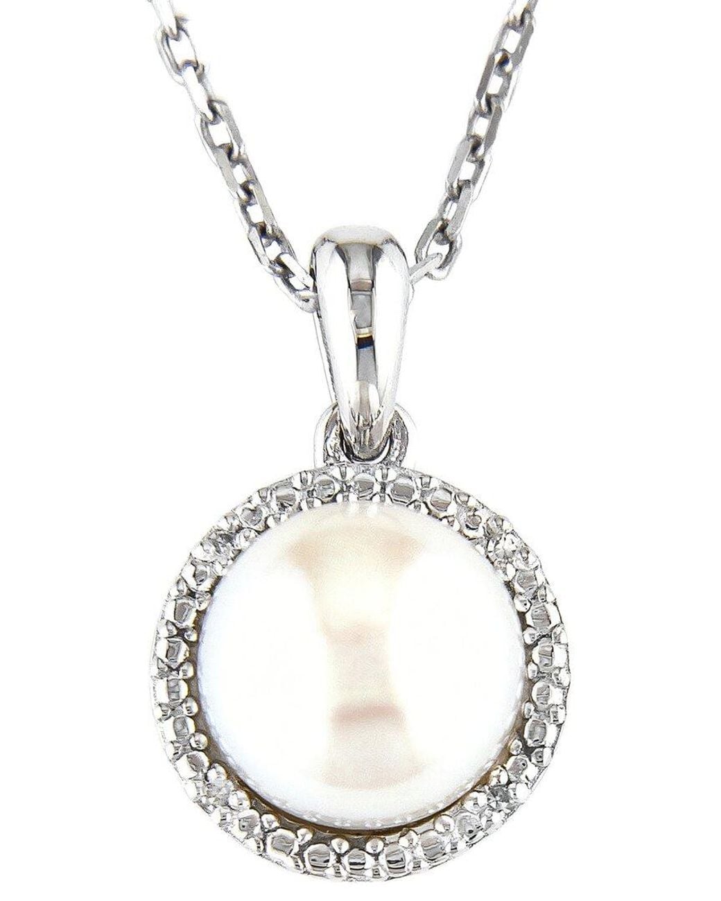 Diamond Select Cuts Metallic 0.01 Ct. Tw. Diamond & 5-6Mm Pearl Necklace