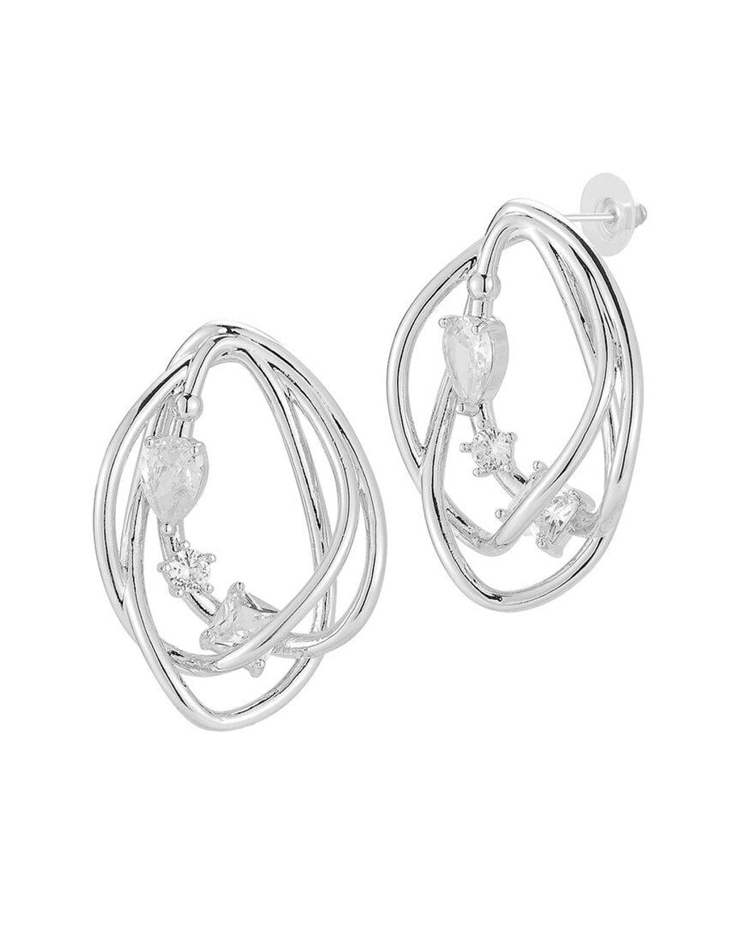 Sphera Milano White Plated Crystal Sculptural Earrings