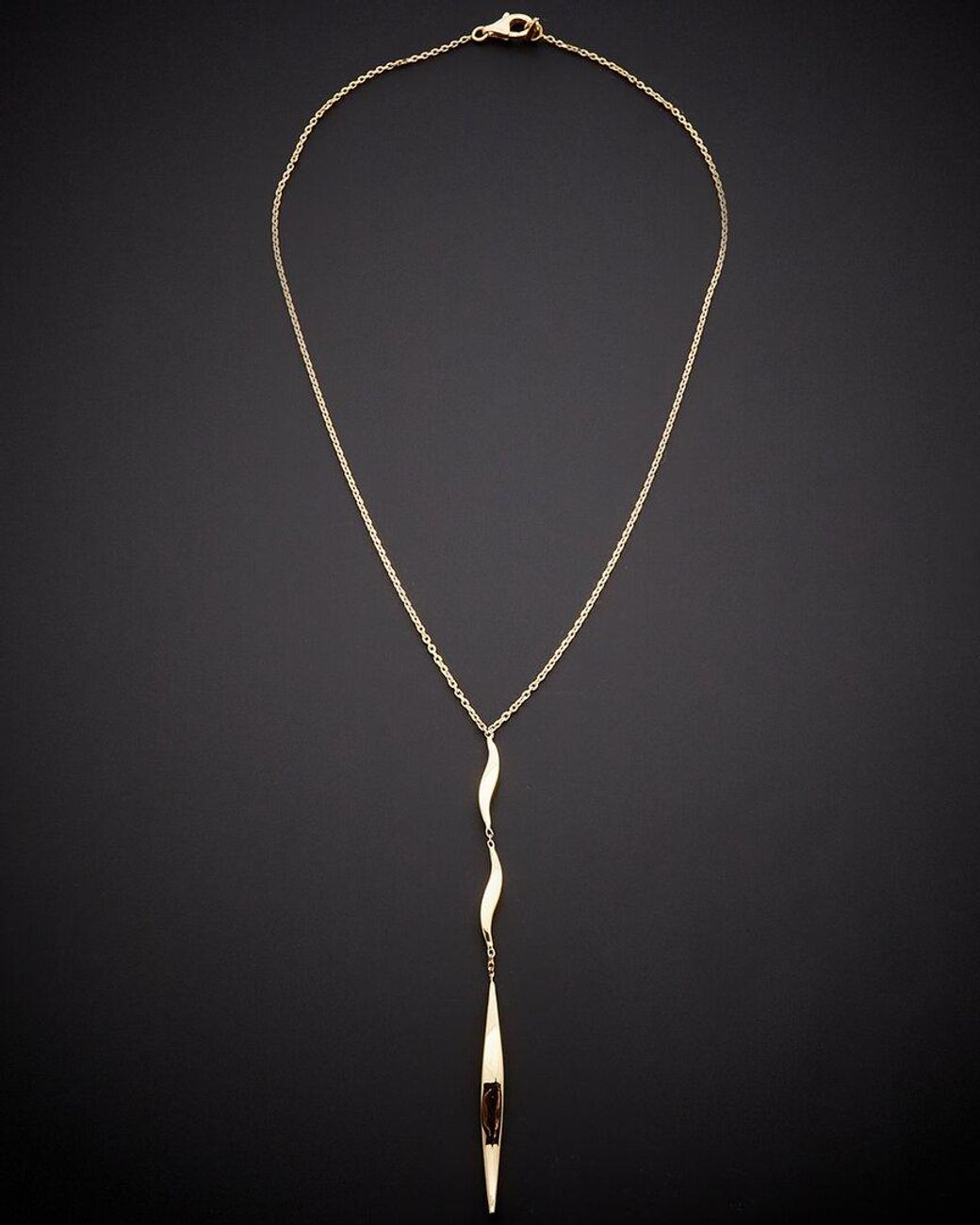 Italian Gold Black 14k Wave Drop Necklace