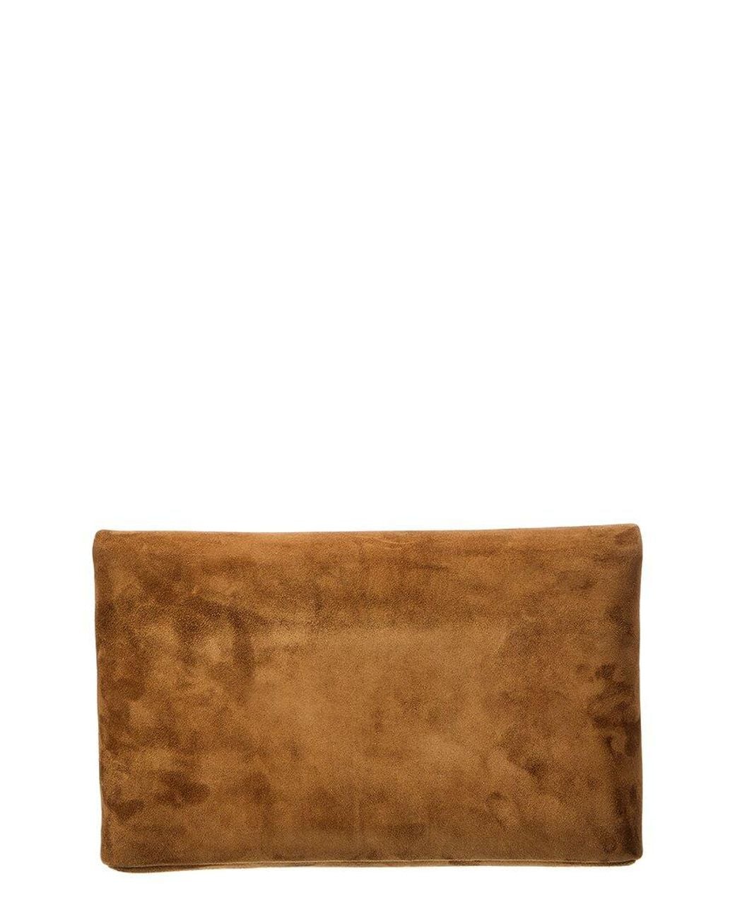 Saint Laurent Brown Cassandre Large Suede Envelope Pouch
