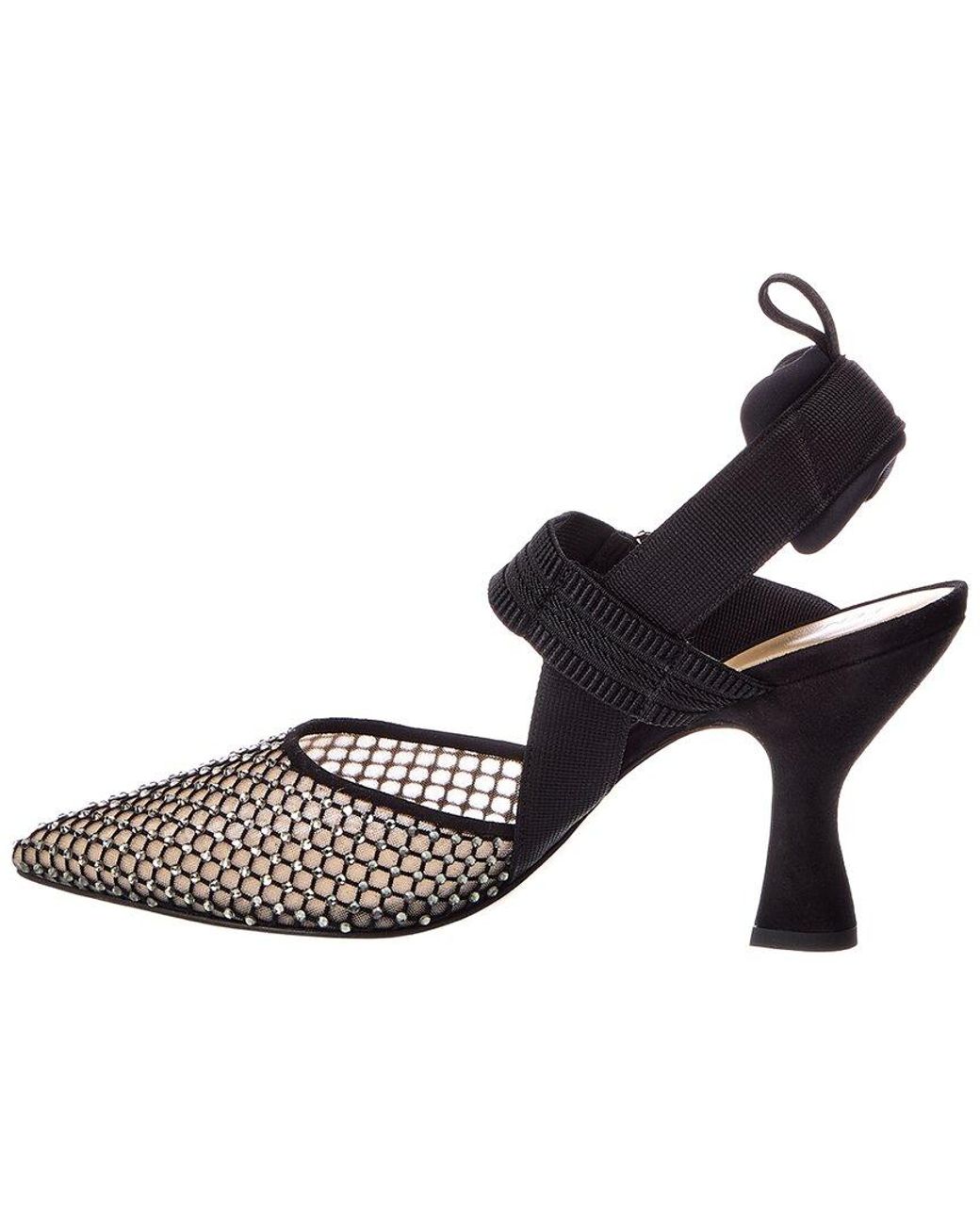 Fendi Metallic Colibri Mesh & Suede Slingback Pump