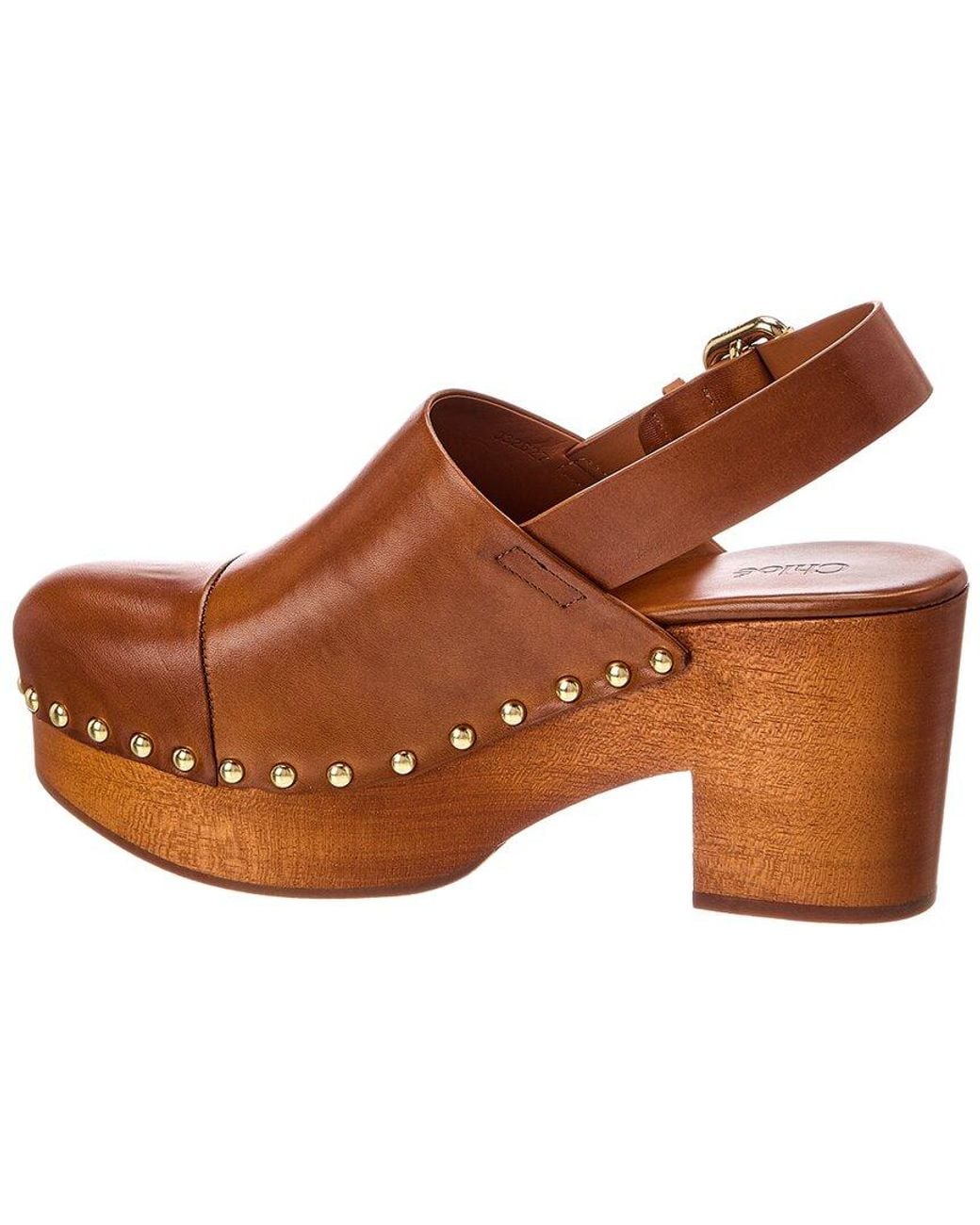 Chloé Brown Jeannette Leather Wedge Mule