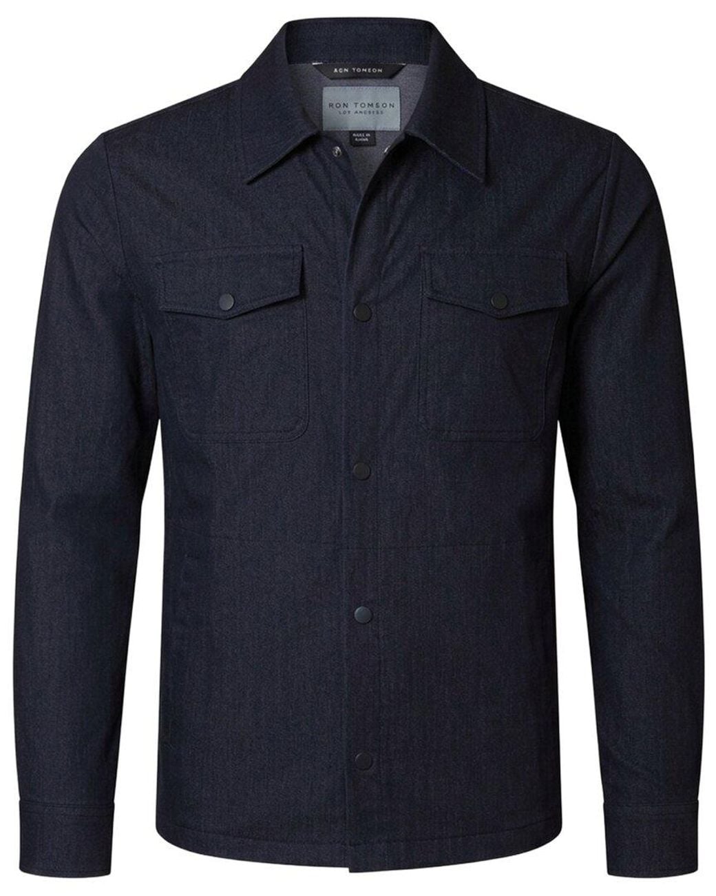 Ron Tomson Blue Snap Button Shirt Jacket for men