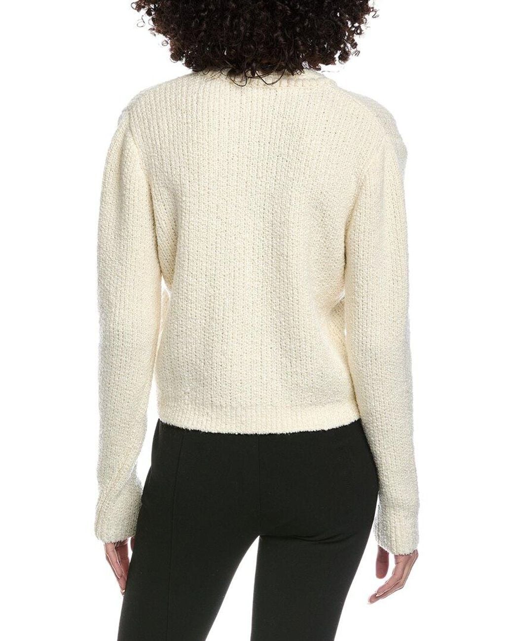 FRAME White Frame Cropped Wool-Blend Cardigan