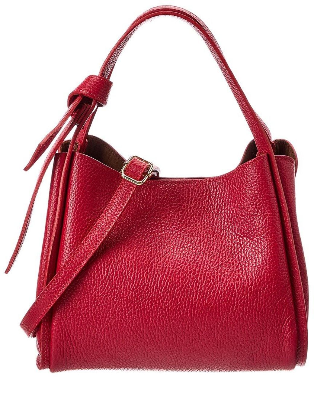 Italian Leather Red Top Handle Tote