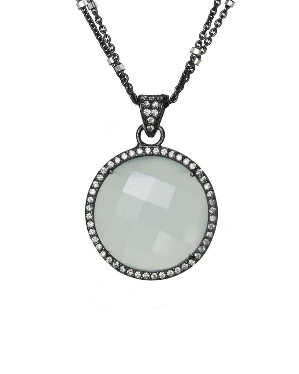 Rachel Reinhardt Jewelry Metallic Silver Chalcedony Cz Necklace