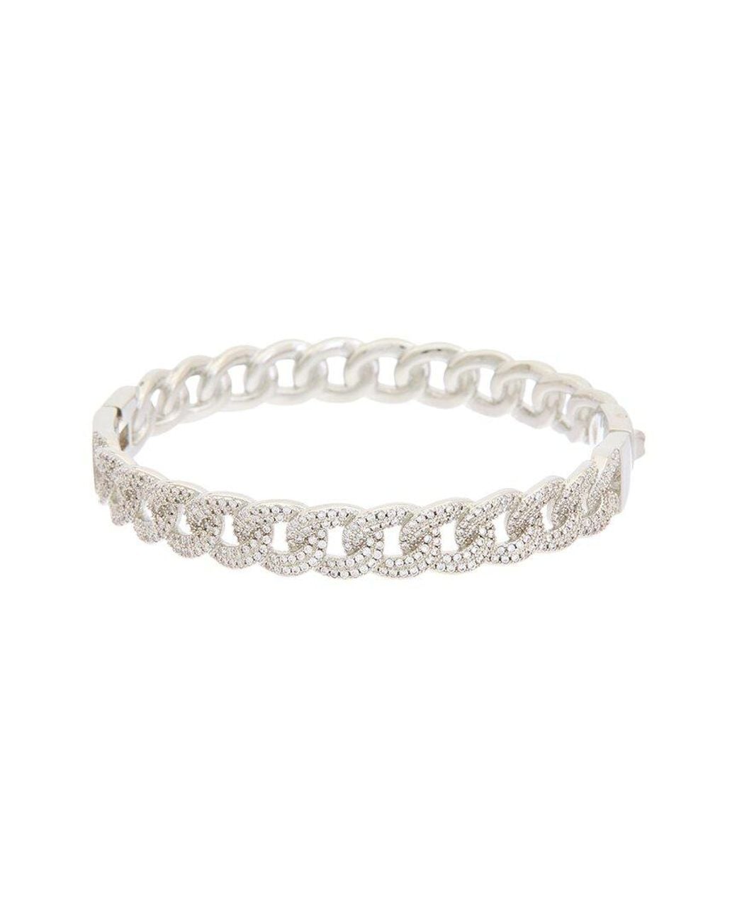 Juvell White 18K Plated Cz Link Bangle Bracelet