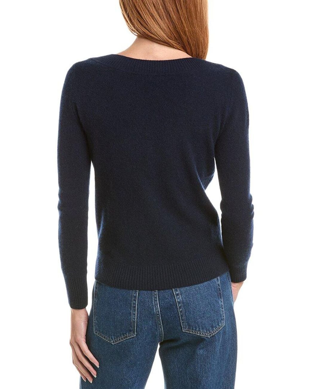Sofiacashmere Black Deep Wide Trim V-neck 100% Cashmere Sweater