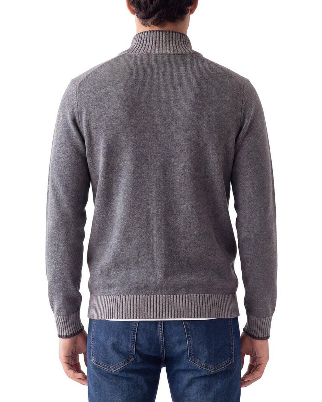 Forte Gray Cashmere 100% Cashmere Mock Neck 100% Cashmere Cardigan for men